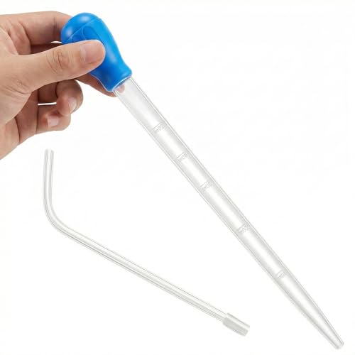 Blue 50ml Aquarium Coral Fish Feeder 27.7IN Extra Long Turkey Baster Aquarium Siphon Water Changer Aquarium Cleaning Tools Blue