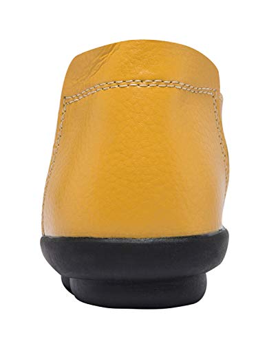 Image of Women's Slip-On Loafers, Comfortable Leather Walking Flats with Memory Foam Insole, Anti-Slip Casual Shoes for Work Office Driving
