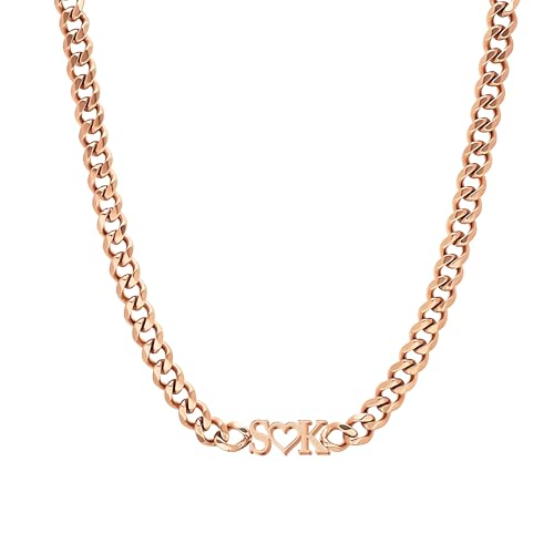 Collier prénom femme avec pendentif lettre et chaîne cubaine 8mm