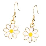 Pendientes de gota inspirados para mujer, joyería de aleación ligera con técnicas de goteo de aceite, accesorios para orejas esmaltados para mujer, colgantes de flores de girasoles