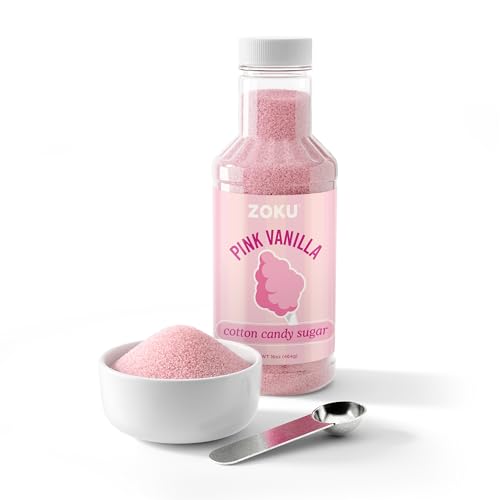 Image of ZOKU Cotton Candy Sugar Set, Includes 16 oz. Blue Raspberry and 16 oz. Pink Vanilla Cotton Candy Sugar Flavors for Homemade Treats