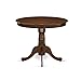 East West Furniture ANT-AWA-TP Antique Modern Kitchen Table - a Round Dining Table Top with Pedestal Base, 36x36 Inch, Walnut
