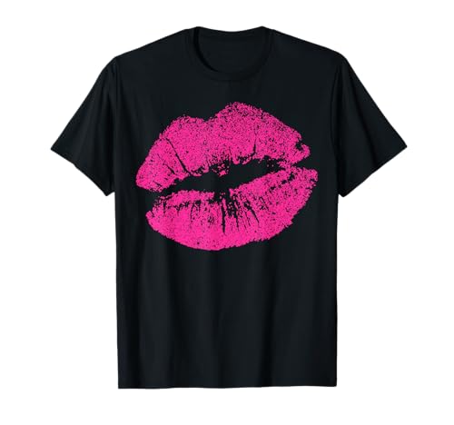 Beso sexy con estampado de labios rosados para mujeres seductoras y novias Camiseta