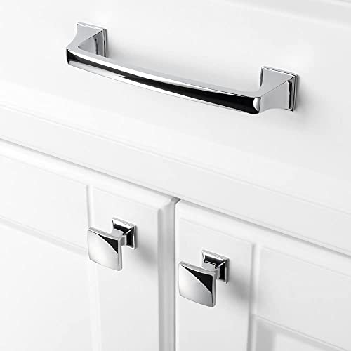 Koofizo Curved Square Top Cabinet Knob - Polished Chrome Pull Handle (25Mm / 0.98 Inch), 10-Pack For Kitchen Cupboard Door, Bedroom Dresser Drawer, Bathroom Wardrobe Hardware #TOP3