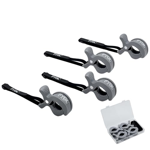 FYGL ブランケットクリップ 4個セット 伸縮ベルト付き 収納ケース入り ベビーカー ベビーベッド 毛布 タオル固定 マルチクリップ - グレー