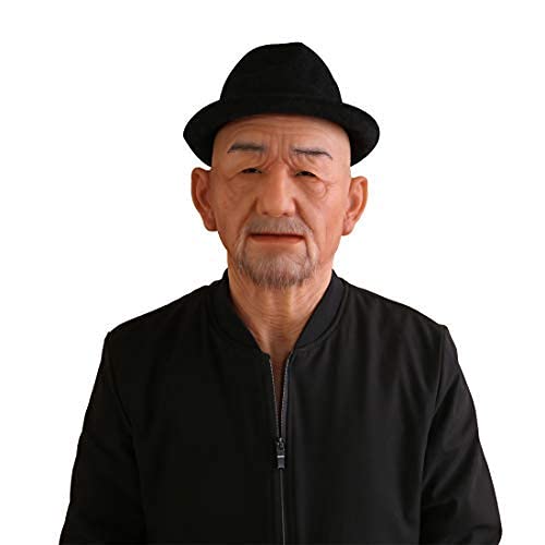 EQAIWUJIE silicone Mask Face Full Head Realistic Old Man Mask Halloween Masks Cosplay Party (Ivorywhite) by EQAIWUJIE - Image 6
