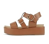 Soda “STELLAR” ~ Women Flatform Multi Strap Double Buckle Open Toe Ankle Strap Platform Wedge Sandals (All Tan Pu, US Footwear Size System, Adult, Women, Numeric, Medium, 9)