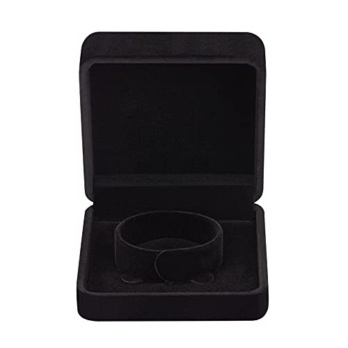 LETURE 2 Pieces Velvet Bracelet Boxes for Jewelry Gift, Classic Jewelry Box Storage Case Organizer Holder for Wedding, Engagement, Proposal, Birthday and Anniversary (Black)