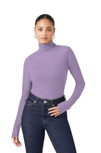 Image of Emmalise Womens Turtleneck Top Long Sleeves Fitted Ribbed Top