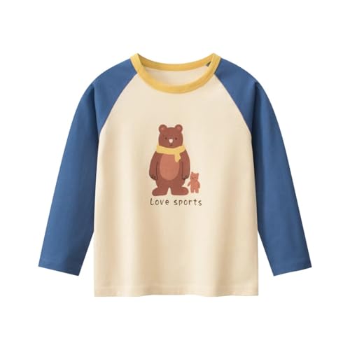 Infant Baby Girls Long Sleeve T-Shirt Cartoon Graphic Soft Cotton Blouses Tee Tops for Little Kids (Blue,110/3-4 Y,Unisex,Big Kid,US,Age,3 Years,4 Years)