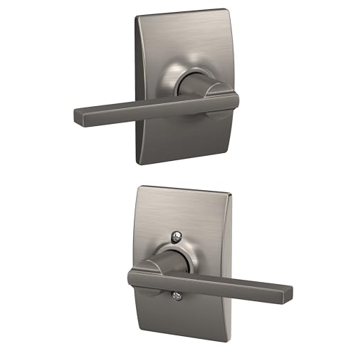 Image of SCHLAGE Latitude Hall /Closet Passage Door Handle, Reversible, Satin Nickel | Hall or closet lever door handle with no lock, Easy to install, Certified durability, Universal fit