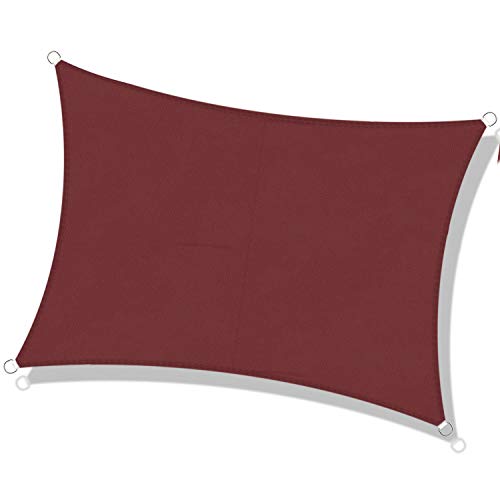 DEXIAO Toldo Vela de Sombra, Poliéster Toldo Vela Protección Rayos UV Impermeable Resistente para Patio jardín pérgola Patio Trasero (3×4m, Vino Rojo) Cover