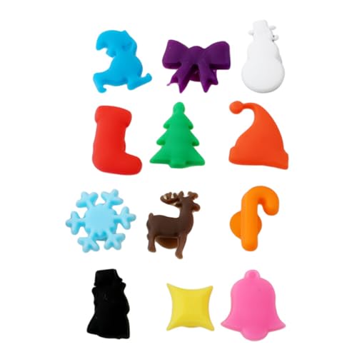 GRIRIW Marcadores de Silicona para Copas de Vino Surtidos 12 Unidades Reutilizables sin Olor Decoración Navideña para Vasos de Vidrio Adecuado para Fiestas y Regalos