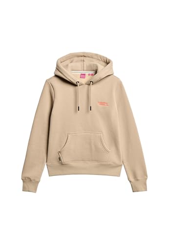 Superdry Women's Essential Hoodie with Logo, Cobblestone Grey, 8
