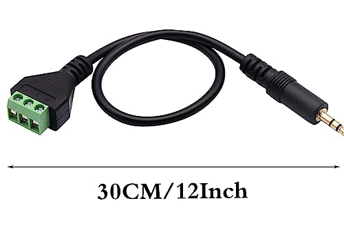 RUNCCI-YUN 2PCS 3 Pole 3.5mm Screw Terminal Cable 3.5mm (1/8) Stereo TRS Audio Male to AV 3Pin Female Screw Terminal Headphone Balun Solderless Converter AdapterCable(27CM) - Image 3