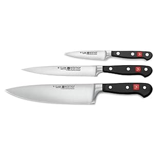 Wüsthof – Three Piece Cook’s Set – 3 1/2″ Paring Knife, 6″ Utility Knife, and 8″ Cook’s Knife (9608)