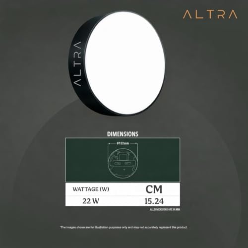 Image of 22W Rimless LED Surface Panel Light | 3-in-1 Ceiling Light | Wide Voltage 150-300V | Polycarbonate Black Body | Slim Round Downlight for Living Room, Office, Showroom & False Ceiling