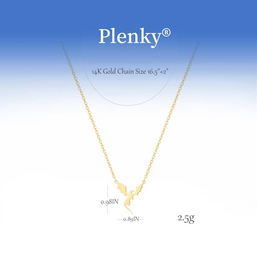 Gold Necklace for Women-14K Gold Plated Bow,Dragon,Shell, Palm Tree, Seahorse, Conch Shell,Sardines, Cowboy Boot,Bat,Bunny Pendant Beachy Jewelry for Women Gifts 6