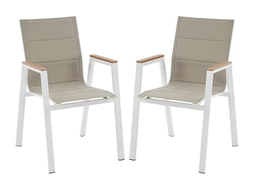 Vente-unique - Lot de 2 fauteuils de Jardin empilables en Aluminium et textiléne - Blanc - LIOUS de MYLIA