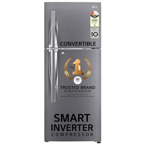 LG 240 L 2 Star Smart Inverter Frost-Free Double Door Refrigerator Appliance (GL-S292RDSY, Dazzle Steel, Convertible, Gross Volume - 260 L)