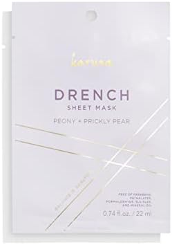 Karuna Skin - DRENCH Hydrating Sheet Mask, Pore-Minimizing Facial Skin Care Products, Hydrating Sheet Masks with Pear Extract & Peony, Face Mask for Skin with Acne & Dark Spots, 0.74 fl. oz./22 ml