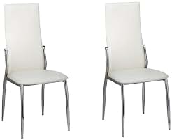 vidaXL 2 sillas de Comedor Cromo de Cuero Blanco