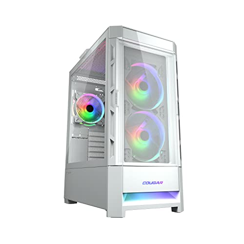 COUGAR PC�P�[�X Duoface RGB White �~�h���^���[ �z���C�g�J���[ 2�^�C�v�t�����g�p�l�� �T�C�h�p�l�������K���X 3�t�@���t�� CGR-5ZD1W-RGB �y�������K�i�z