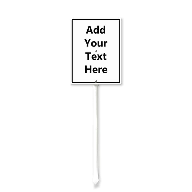 Horienteeon Custom Yard Sign with Stake(Black-White), Customizable Yard Sign Add Your Text, Sturdy Aluminum Sign Rust Free, Statement Plaque for Outdoor Yard Lawn Use 17.5×22cm