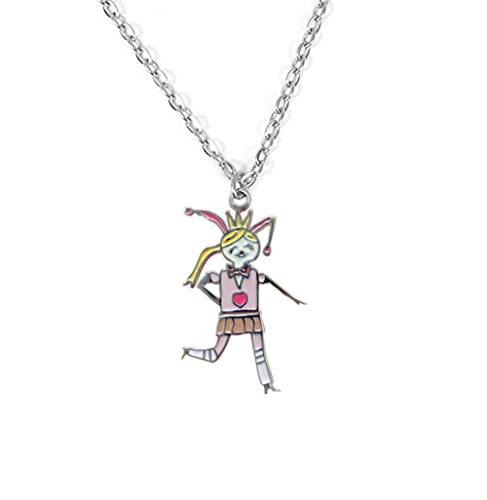 MANZHEN Customized Children's Simple Drawing into Stainless Steel Art Necklaces Keychain Personalized Jewelry Custom Design Name LOGO (Style 2)