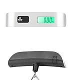Fdit Báscula Digital Portátil, Mini Balanza Colgante LCD con Mango Ergonómico Antideslizante y Carga Máxima de 50 Kg para Productos de Equipaje