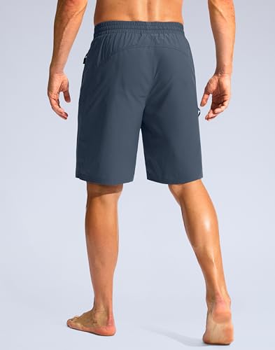 Pudolla Men's Swim Trunks with Liner Quick Dry 9" Swim Shorts 3 Zipper Pockets Bathing Suit for Men3
