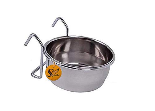 Sage Square Rustproof Stainless Steel Cage Food, Seed, Water Feeder Cum Bowl with Holder clamp for Birds (250ml) (Pack of 1) (B08CZ4XQS4) Amazon Price History, Amazon Price Tracker