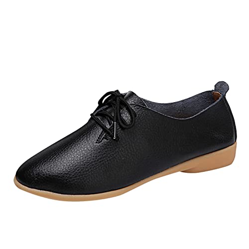 Zapatillas de ocio para mujer, de piel, antideslizantes, ligeras, con cordones, de piel lisa, zapatos deportivos, tallas grandes, zapatos de trabajo, zapatos de verano, zapatos de plataforma, zapatos