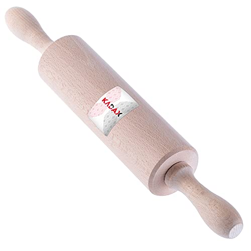 KADAX Nudelholz, Teigrolle, verstellbarer Teigroller, Nudelrolle für Backen, Pizza, Teig, 38 cm lang, Backzubehör mit Griffe, Roller aus Holz, Backrolle mit Kugellager, stabil