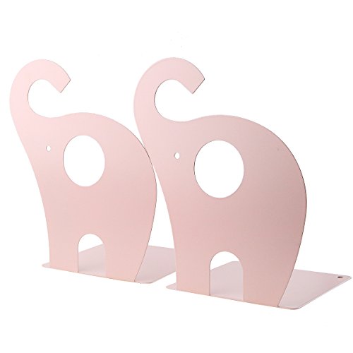 Cartoon Elephant Pattern Book Organizer Cute Metal Bookends For Kids School Library Desk Study Home Office Decoration Gift (Pink) #TOP4