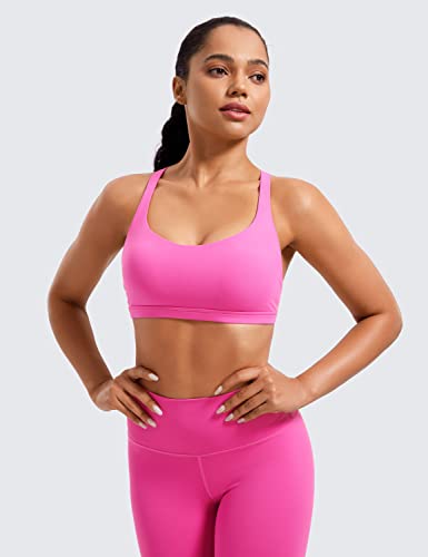 Image of CRZ YOGA Naked Feeling Cross Back Sports Bras | Light Support, Removable Pads, Yoga, Sleek, Strappy, Scoop Neck, for Women