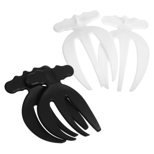 Housoutil Set 4 Posate per Insalata in Plastica Resistente, Forchette Corte da Degustazione Artiglio per Servire, Utensili per Cucina e Feste, Design Pratico per Uso Manuale Facile