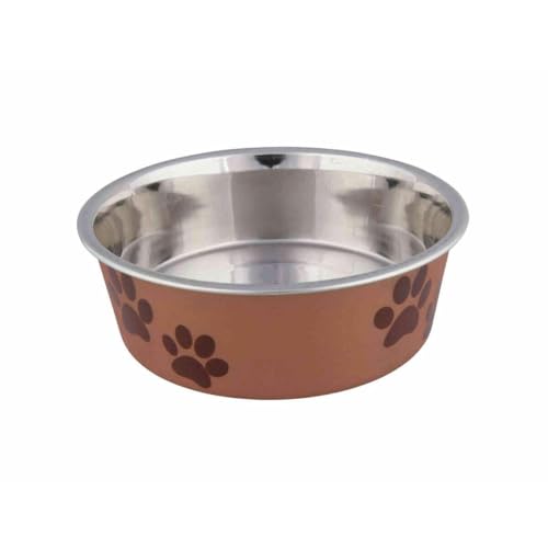 Gamelle pour chien TRIXIE en acier inoxydable avec revêtement en plastique - 12 cm de diamètre - 0,3 litre - différentes couleurs - sélection aléatoire - 25241