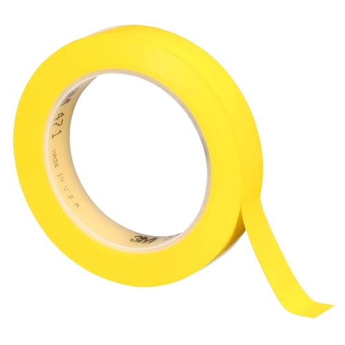 Image of 3M Vinyl Tape 471, 3 /4 in x 36 yd, Yellow, 1 Roll, Yellow Floor Tape, Paint Alternative for Floor Marking, Social Distancing, Color Coding, Safety Marking