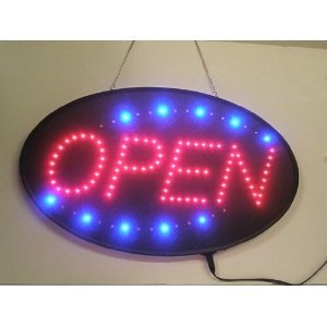 Ultra Bright LED Neon Light Open Sign Oval Style Premium Design Larger Size 22"L x 13"W x 1"H with Power On/Off and Animation On/Off Switchs by "E Onsale" U30