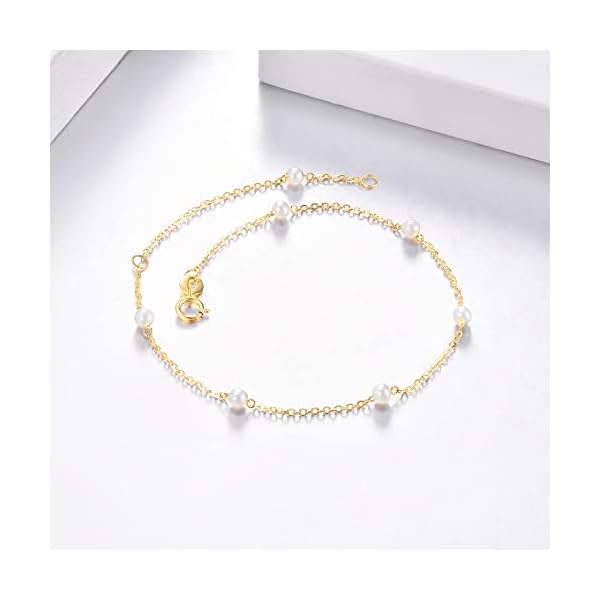 KECHO 14k Solid Gold Pearl Bracelet for Women, Freshwater Cultured Pearls Fine Jewelry Birthday Gifts for Her - Image 4