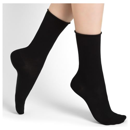 SOLL Roll Top Non-elastic Women's Rayon derived from Bamboo Socks 3-pairs Size 5-93