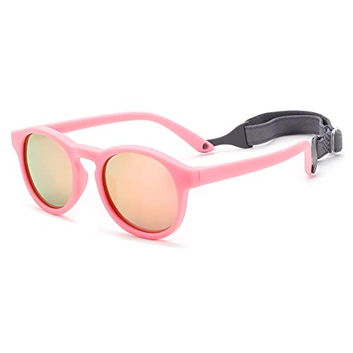 Image of COASION Baby's First Sunglasses with Strap, Round Flexible 400UV Polarized Infant Sunglasses for Ages 0-2 Years
