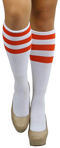 Image of ToBeInStyle Women's Premium Below Knee Athletic Socks w /Contrasting Wide Stripes
