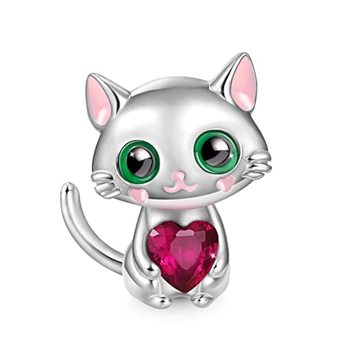 GNOCE Charmant Chat Embrasse Coeur Bijou Breloque En Argent Sterling 925 Breloques De Perles d'Animaux Pour Bracelet à Breloques Ajustement Bracelet Cadeau De...