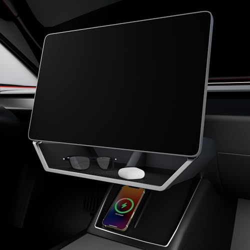 Klutchtech for Model Y Juniper & Model Y L Under Screen Storage Organizer 2025-2026 Upgrade Model 3 Highland Center Console Organizer Tray 2024-2026 for Tesla Model Y Juniper Accessories Black