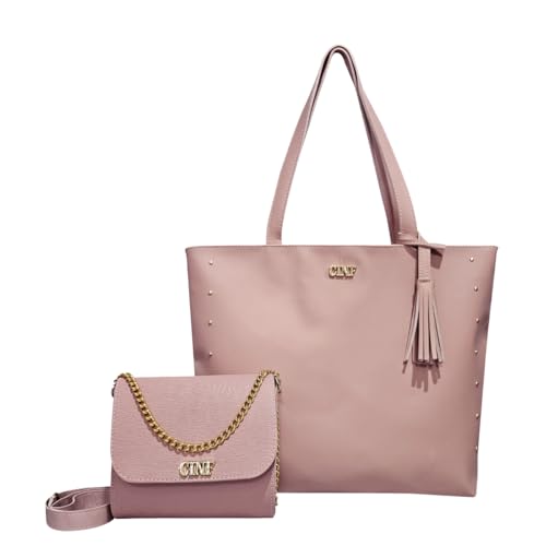 Bolsas Feminina Sacola Grande E Tira Colo Transversal Kit 2 Peças (Rose)