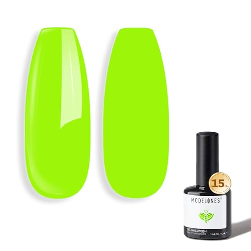 Image of modelones Green Gel Nail Polish Neon Green Gel Polish Lime Summer Nail Poish Soak Off Pastel U V Nail Design Salon DIY Manicure 15 ML