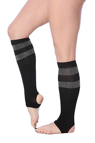 Tipi Toe Women's Stirrup Yoga Socks, Lightweight Knee-High Leg Warmers, Open Heel Non-Slip Design. Ideal for Yoga & Dance2