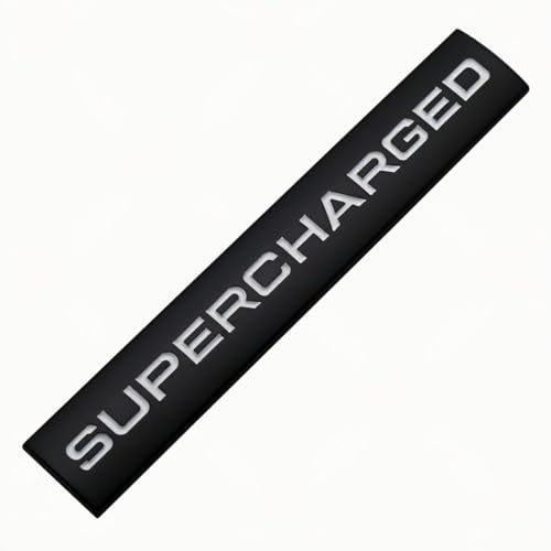 Image of 2pcs Supercharged Metal Car Emblem Premium Auto Badge Rear Trunk Side Decal Sticker (Black White)